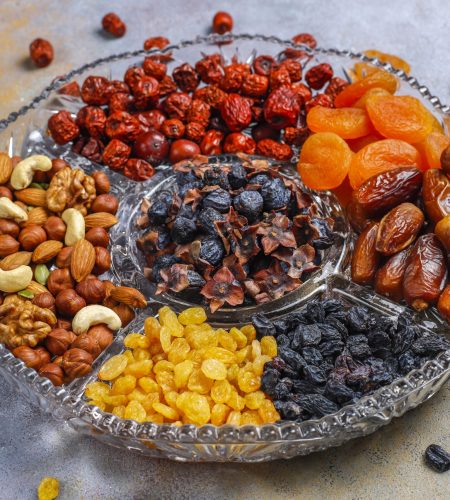 Healthy assortment dry fruits,top view